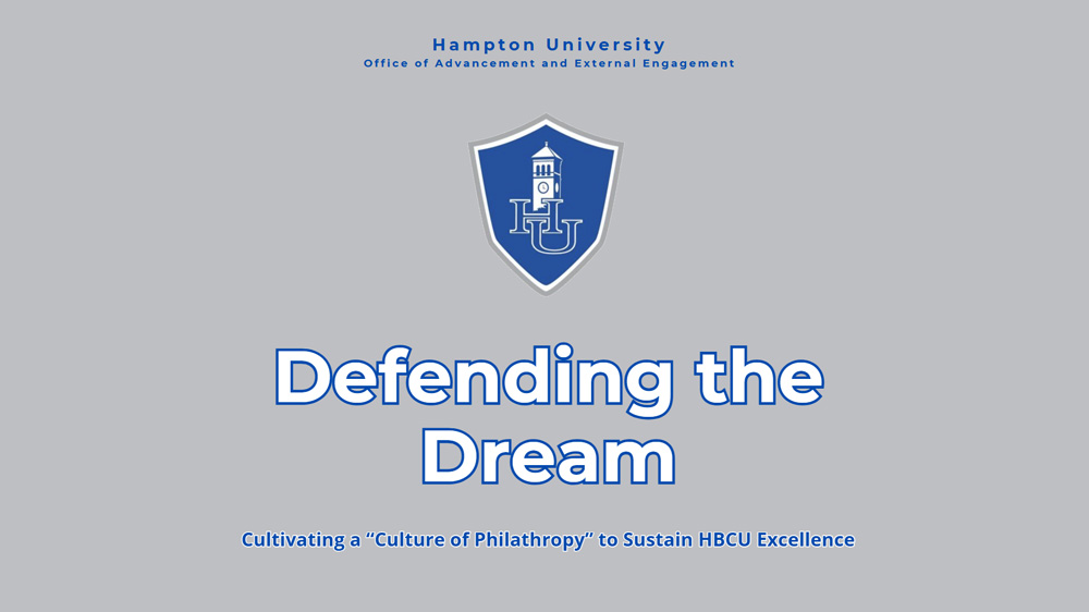 Graphic of the first slide of the Defending the Dream presentation.