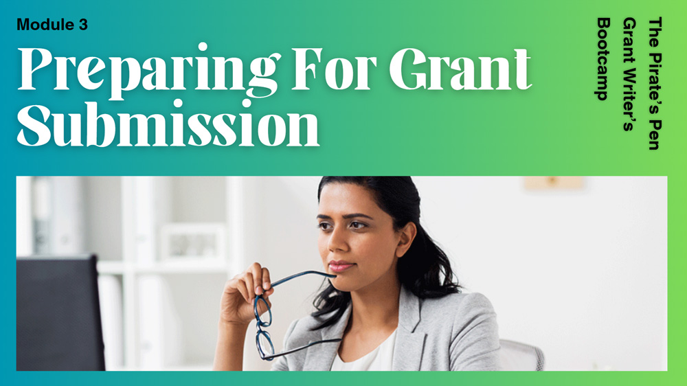 A graphic of a slide from the grant writer's bootcamp module 3.