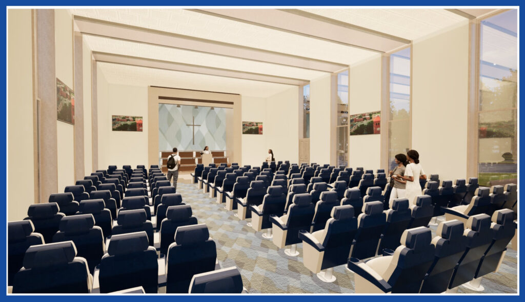 3D render of the chapel in the National Religious Retreat Center