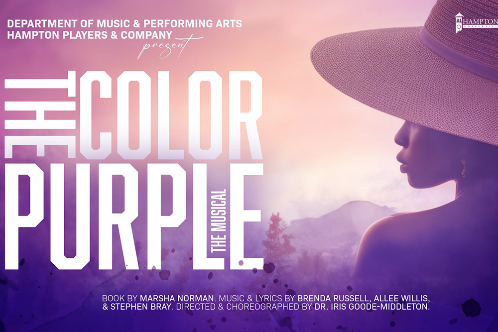 Graphic flyer of The Color Purple the musical by The Hampton Player.