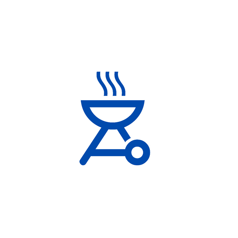 Blue icon of a grill