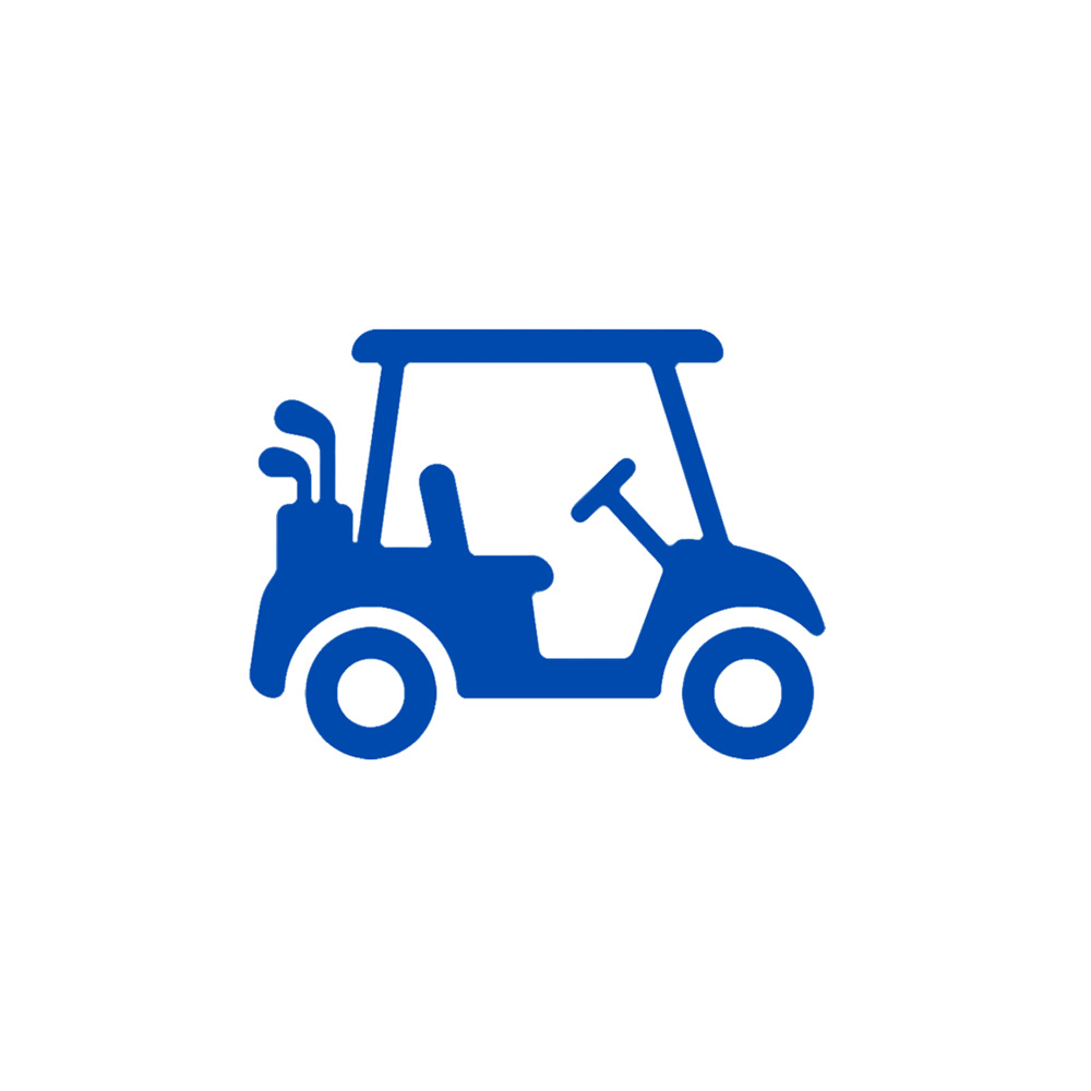 Blue icon of a golf cart