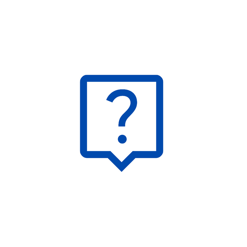 Blue icon of a question mark in a box