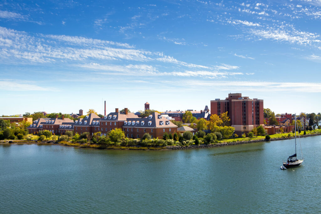 Photo of the Hampton University campus water front