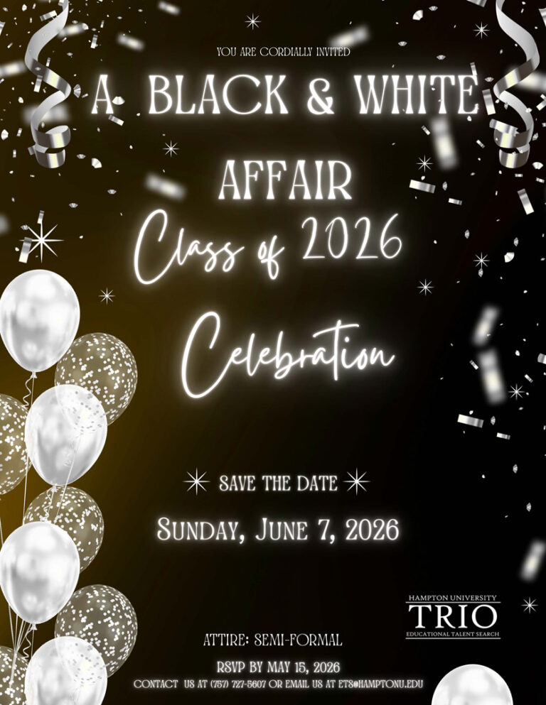 A graphic invite for the Black & White Affair Class of 2026 Graduation Celebration. June 7, 2026