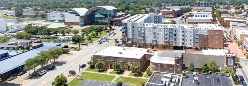 Aerial photo from the top of the Eaton Street building.