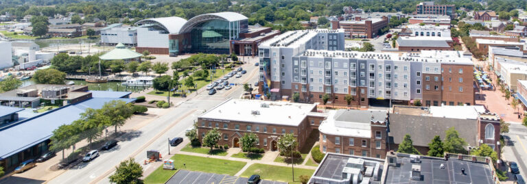 Aerial photo from the top of the Eaton Street building.