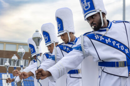 Four Hampton University drum majors.